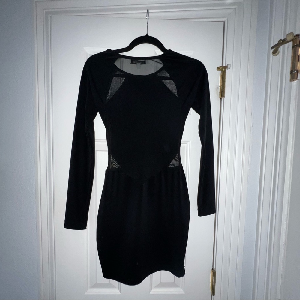 Elizabeth and James black tight long sleeve beautiful mesh dress (back is mesh)